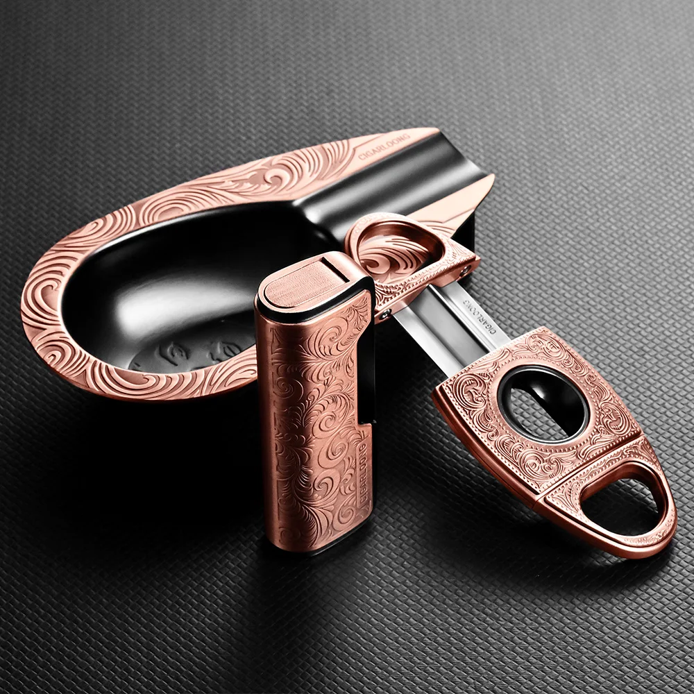 Luxury Cigar Torch Lighter Ashtray Cutter Set Cigar Smoking Accessories