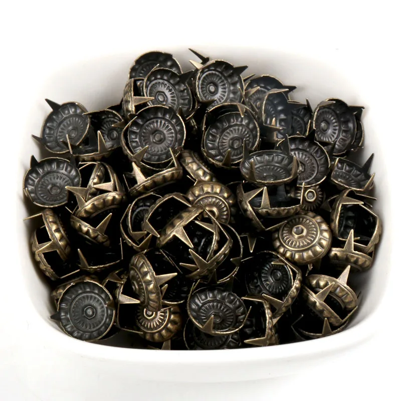 Mixed Round Metal Bronze Four Fastener Brads Spikes 50pcs Scrapbooking Embellishment Crafts Pushpin Studs Decoration 11mm metal brads,scrapbooking decoration
