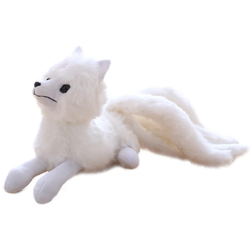 Супер милые белые девять хвостов Лиса животные лиса Kyuubi Kitsune творческие куклы для