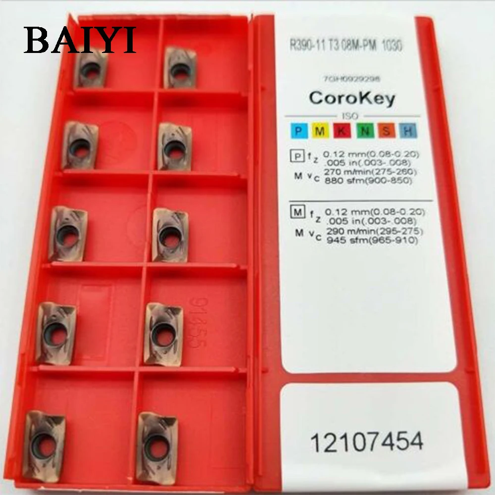 10 шт. R390-11T308M-PM 1030 R0.8 1030 фрезерный нож вставки карбидные вставки R390 для фрезерного станка
