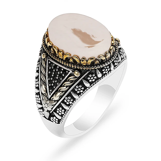 Retro Luxury Natural Red Stone Turkish Handmade Crown Ring Is Suitable for Men and Women Fashion Trend Banquet Jewelry Gifts AL4062-White