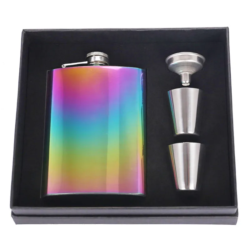Portable 8oz Hip Flask Gift Set with Cup and Outdoor Drinking Accessories