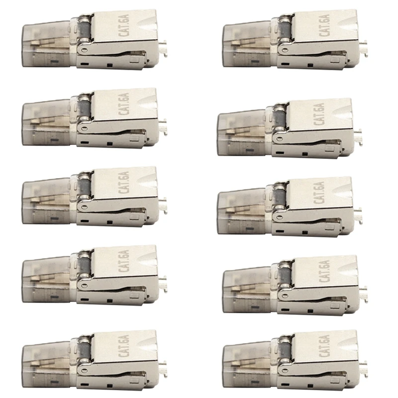 

Super Six Types of Pressure-Free Shielded Crystal Head Cat6A Shielded Gigabit Gold-Plated Free Crystal Head