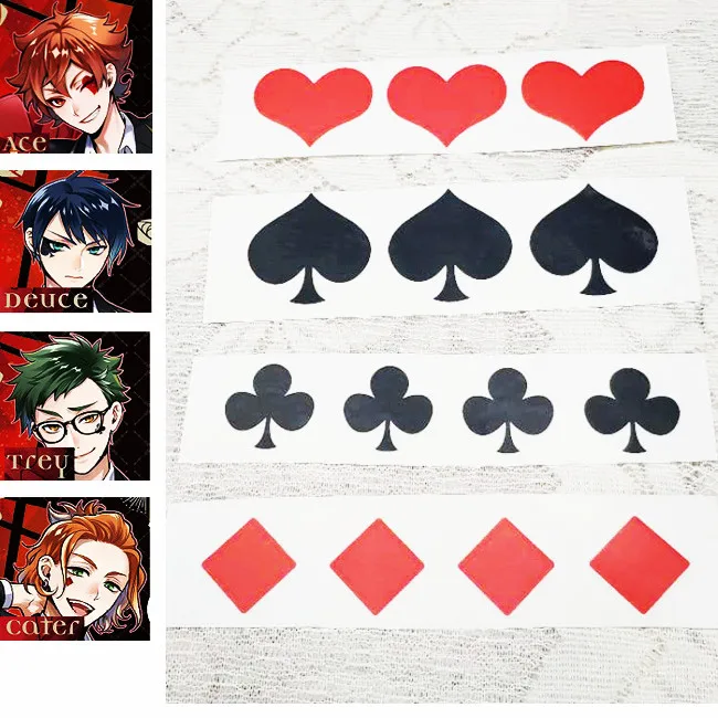 Татуировки для косплея из японского аниме наклейки с красным сердцем и черным