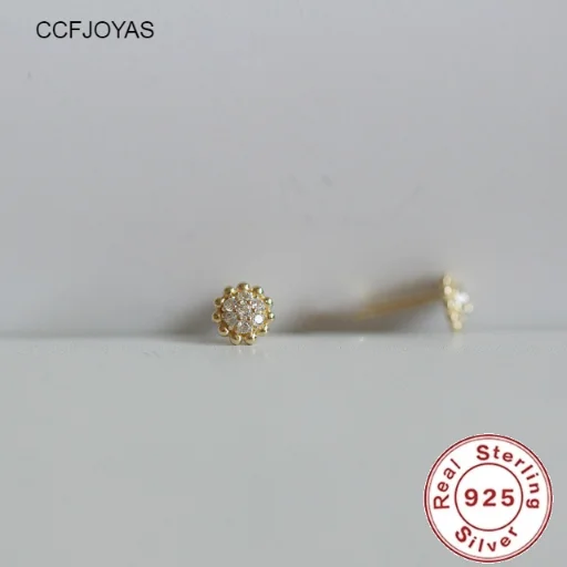 

CCFJOYAS 925 Sterling Silver European Small Daisy Stud Earrings for Women/Girl Simple Mini Cute Earrings Fashion Jewelry Gift