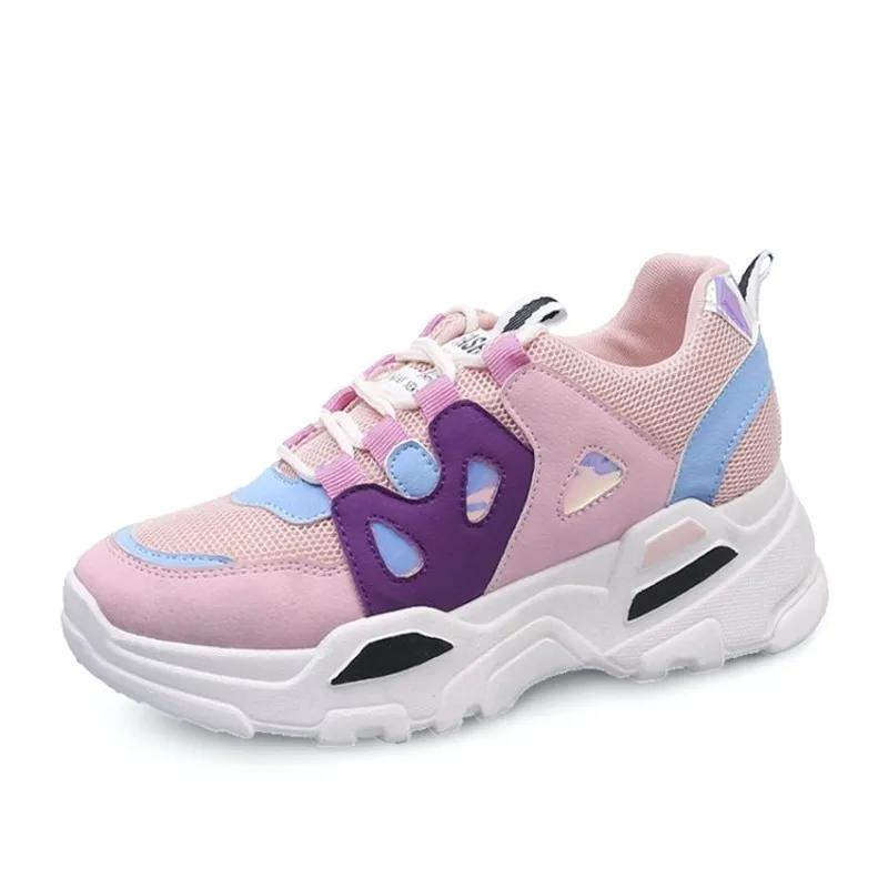 

Spring/Autumn Female Shoes Simple Wild Low Top Shallow Sneakers Mesh breathable PU Leather Casual Style Lace-up Flats J14-45