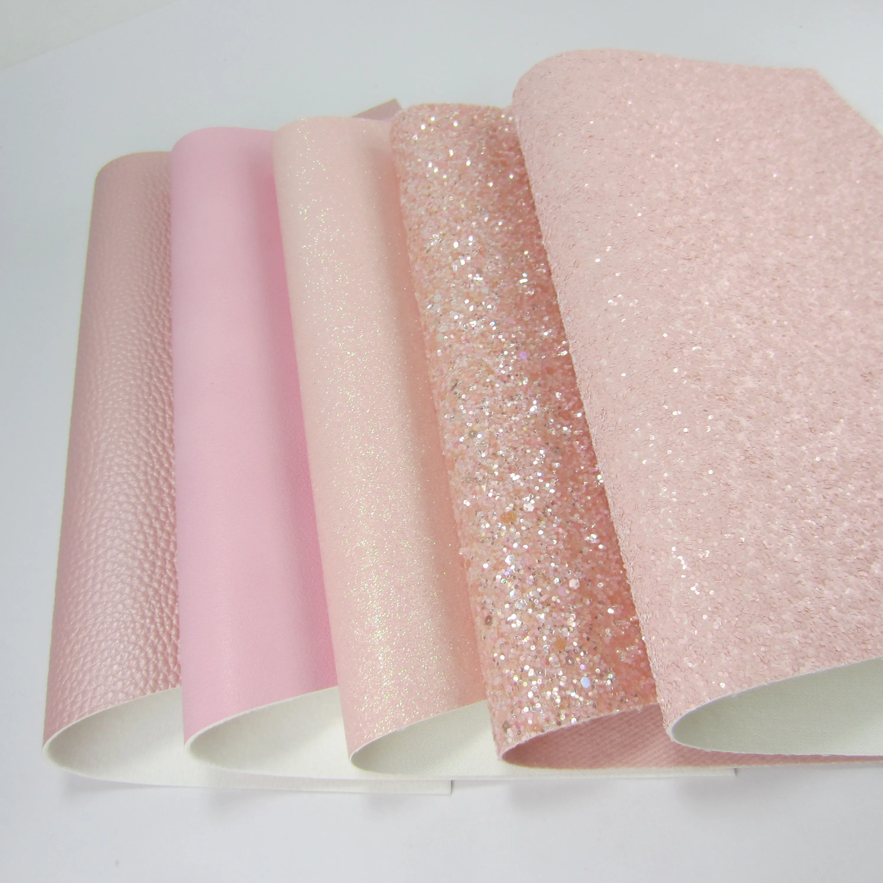 

1lot 5pcs 21x30cm Pink Glitter Leather Sheet Faux Glitter Fabric A4 Sheet Synthetic glitter for Sewing DIY KD004