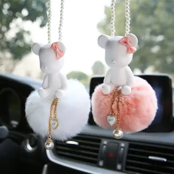 

Gypsum Bear Rabbit Fur Pendant Car Mounted Rabbit Fur Car Hanging Creative Cartoon-Fragrance Love Car Decoration