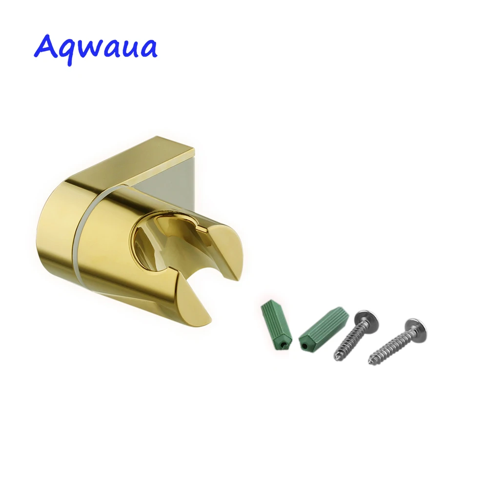 Aqwaua Shower Head Holder Polished Gold Bracket Stand Rotatable For Bathroom Use Standard Size Bathroom Accessories ABS Plastic
