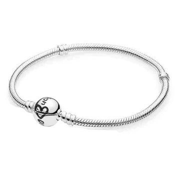 

New 925 Sterling Silver Bracelet True Heart One In A Million Clasp Snake Bracelet Bangle Fit Bead Charm Fine DIY Jewelry