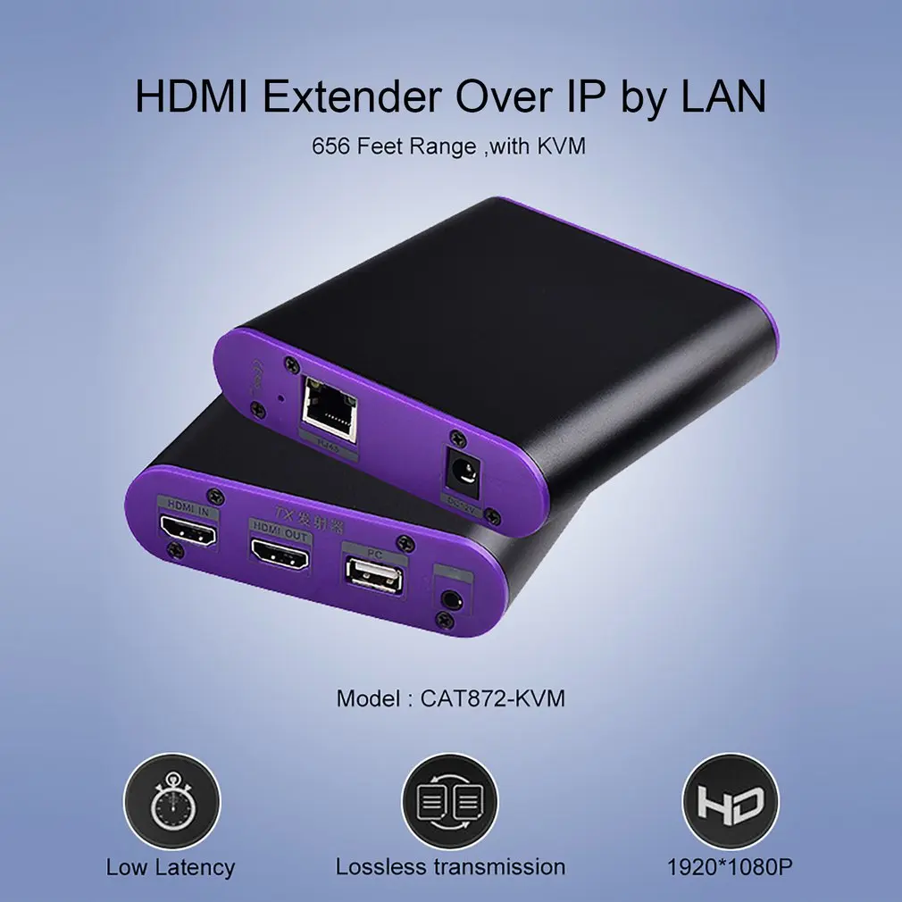 

CAT872KVM HDMI Transmitter Receiver Extender Ethernet Over cat5e/6/7 For Deep color 3D EDID Dobly DTS