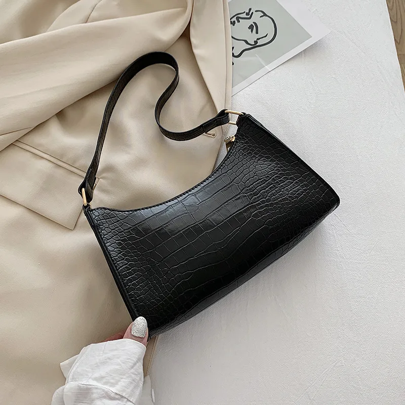 Borsa A Tracolla Donna In Similpelle Con Motivo Coccodrillo – Vintage, Capiente, Con Manico Superiore – Ideale Per Lavoro E Viaggi