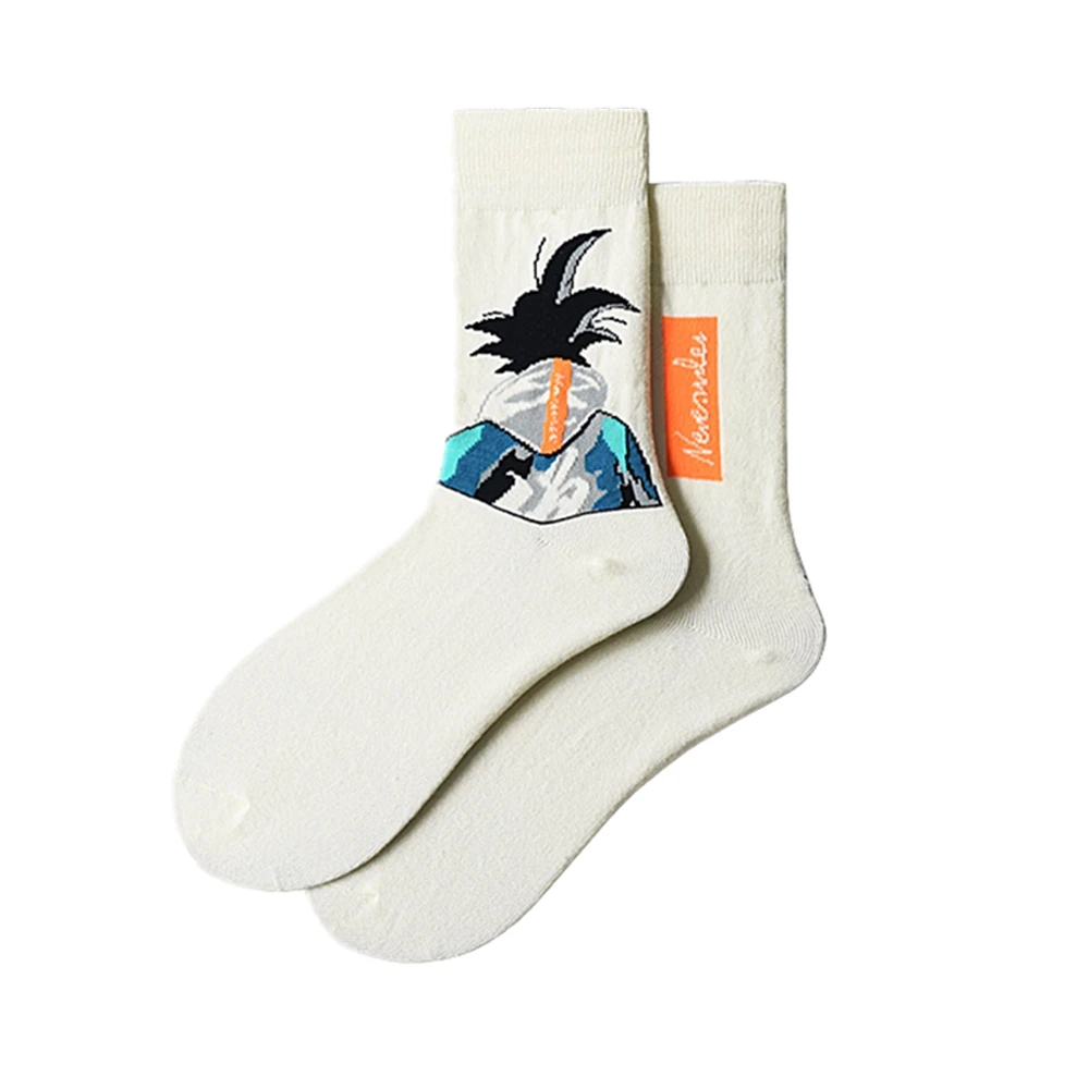Мужские осенние зимние хлопковые забавные носки с изображением дракона Z Ball Super Saiyan Son GoKu, японские уличные модные носки - Цвет: D