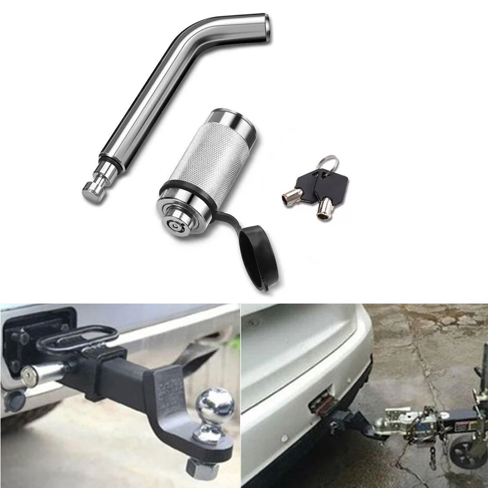 

Heavy Duty 5/8" Trailer Hitch Pin Lock Plum Blossom Lock Core 2 Keys & Rubber Cap for Class III, IV, V Hitch Receiver