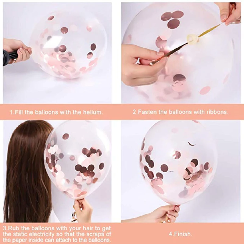 5pcs Transparent Balloons Rose Gold silver Confetti Balloon Inflatable Helium for Wedding Birthday Party Globos Latex Balloons
