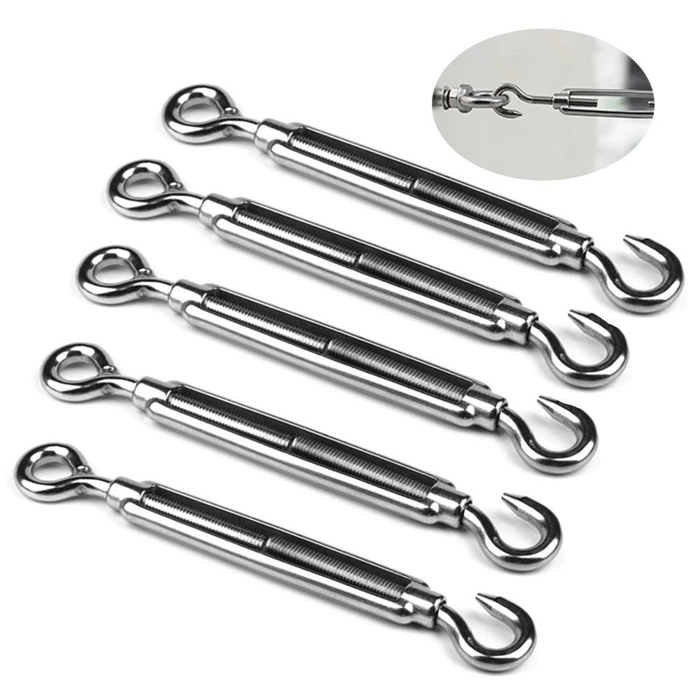 Stainless Steel Turnbuckle Adjustment Hook Eye Screw Wire Rope