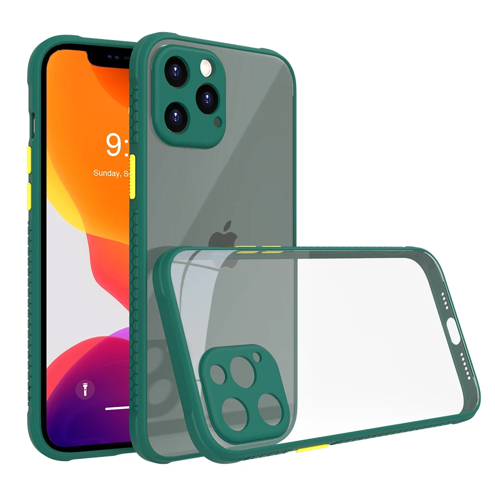 Чехол для Apple iphone 12 Pro Max мягкий силиконовый чехол + жесткий прозрачный защитный из