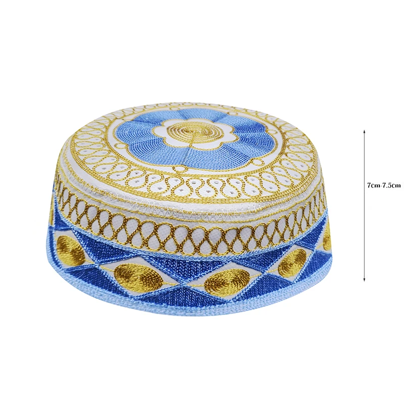 Men Blue Yellowe Arab Caps Topi Kidouch Islamique Chapeau Hats Muslim Nigerian Traditional Arabe Bonnet India Sombreros