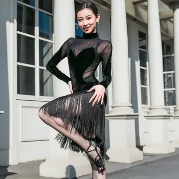 

Sexy Latin Dance Dress Women Tango Salsa Cha Cha Samba Rumba Ballroom Fringe Performance Rave Outfit Ladies Practice Wear DC3270