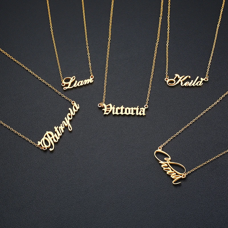 Women Jewelry Necklace Any-Name Stainless-Steel Custom-Made Metal Font Vnox