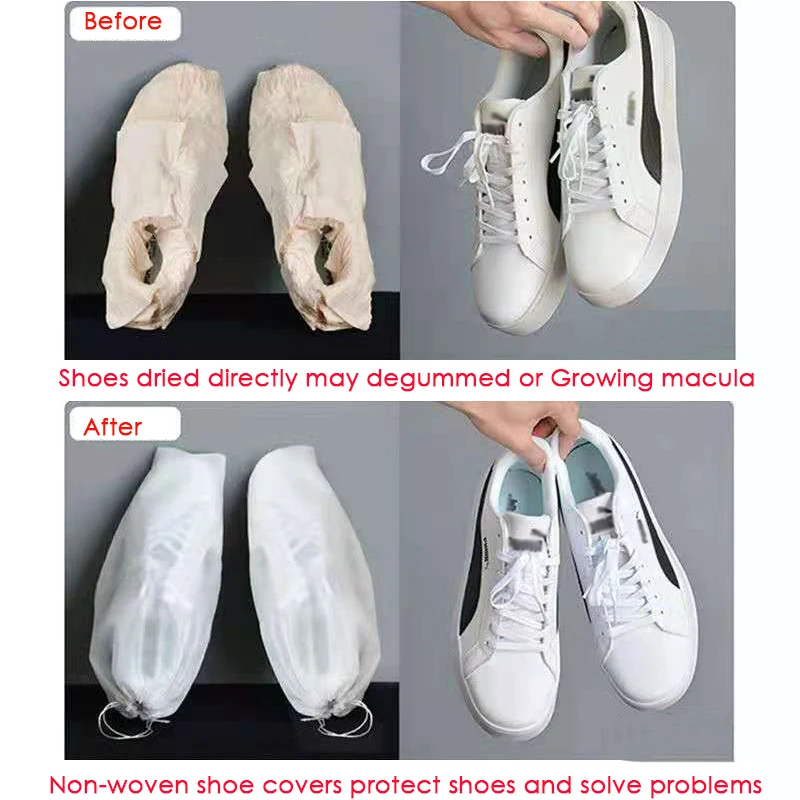 100Pcs Non-Woven Shoe Dust Covers Dustproof Drawstring Clear Storage Bag Travel Pouch Shoe Bags Home Storage Organization shoe covers shoe storage bag disposable shoe covers