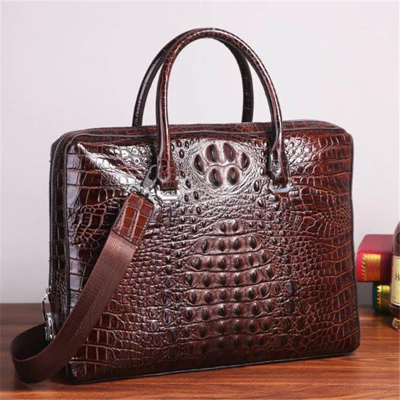 

Leather crocodile pattern men's and women's universal handbag business fashion briefcase horizontal computer bag shoulder bag