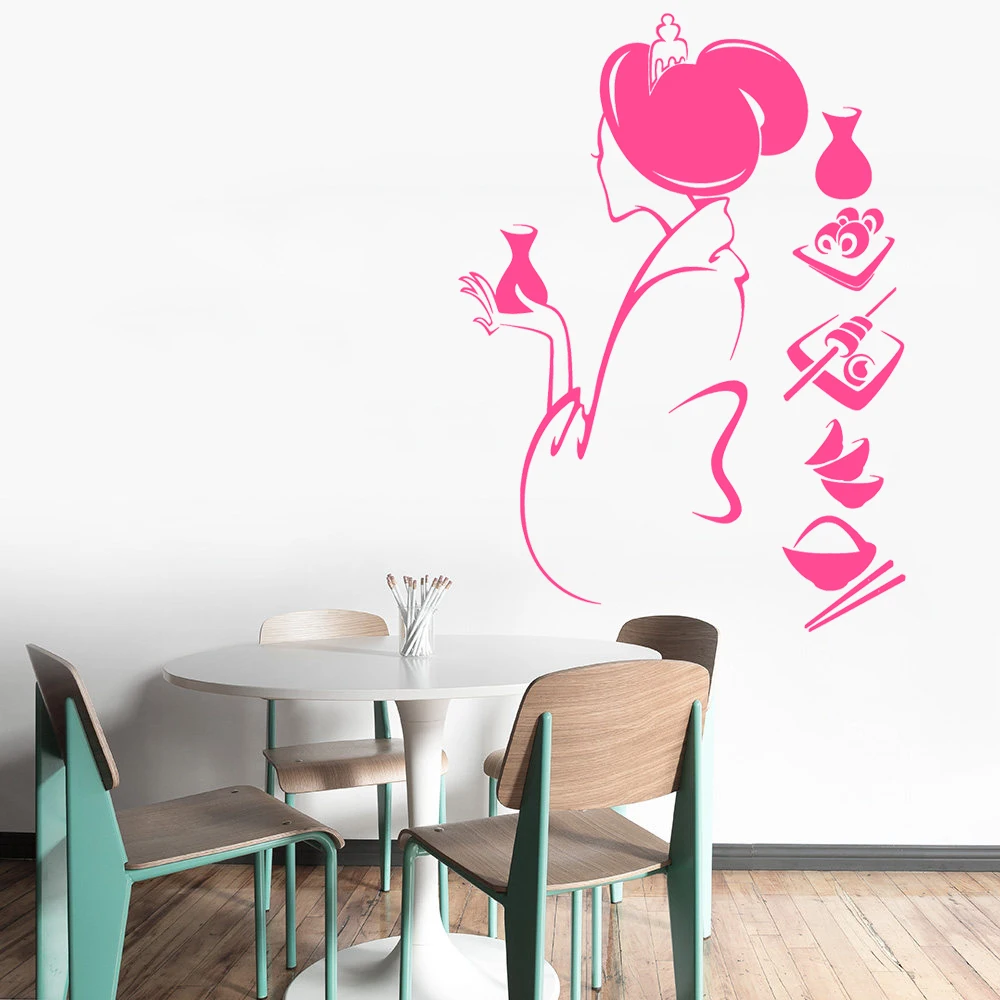 Wall Decals Japan Japanese Oriental Food Sushi Restaurant Shop Window For Kitchen Sticker Waterproof Livingroom Decor DW10066
