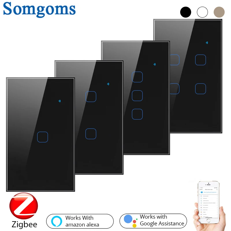 Настенный сенсорный выключатель Zigbee 1234 Gang 2/3Way Wi Fi AC 100v220v настенный светильник
