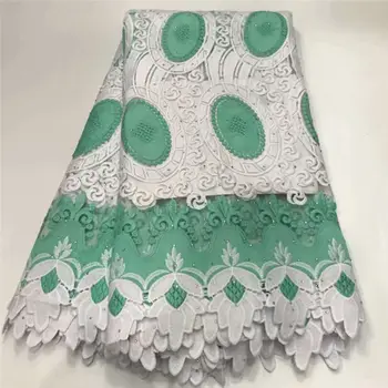 

Latest African Lace Fabrics 5Yards White embroidery Guipure Lace Fabric High Quality African Cord Lace Fabric For Wedding dress