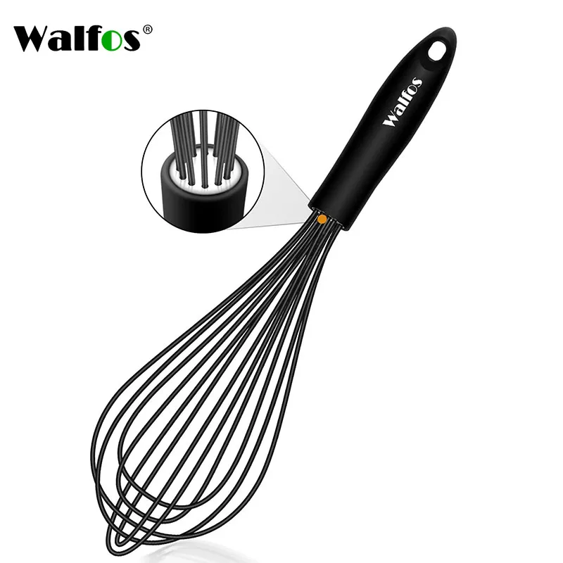 WALFOS 1pcs/3set Multifunctional Rotating Manual Whisk Mixer Mini Plastic  Kitchen Whisk Baking Tool Silicone Whisk