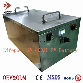 شراء12 فولت 400Ah Lifepo4 بطارية 5120 واط بنيت BMS 250A التفريغ مع LCD دورة عميقة صيانة مجانية للتخييم RV فان تخزين الطاقة