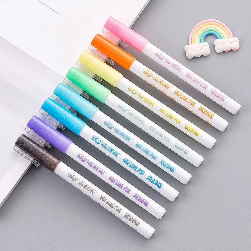 

8Pcs/Set Double Liner Outline Pen Writing Drawing Pens Stationery GT66