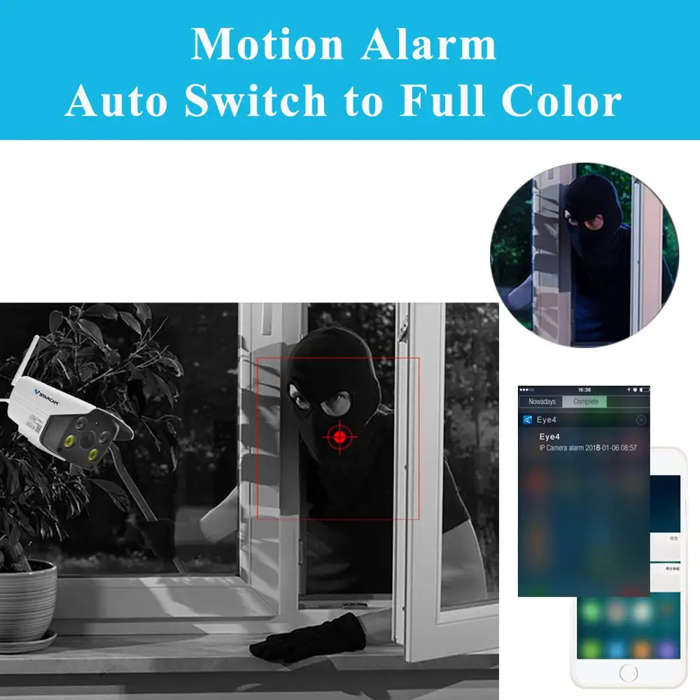 Tanie Vstarcam C18S 1080P kamera IP Wifi Onvif 2 MP zewnętrzna, odporna na warunki atmosferyczne IR, pełnokolorowa kamera bezpieczeństwa do monitoringu nocnego