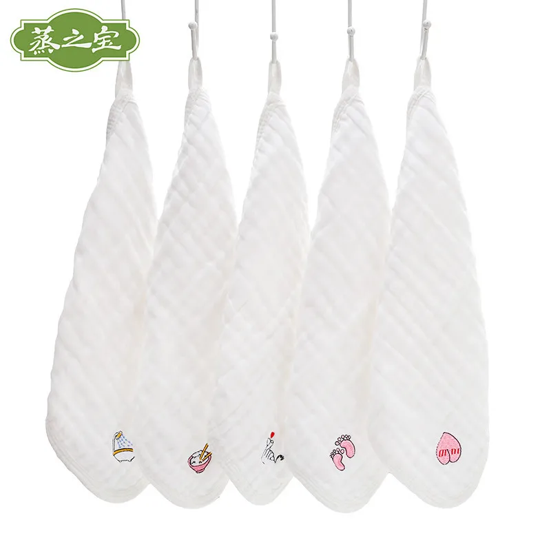 

Letter Embroidered Embroidery Kerchief Pure Cotton Cloth Printing Embroidered Bibs Set Infants