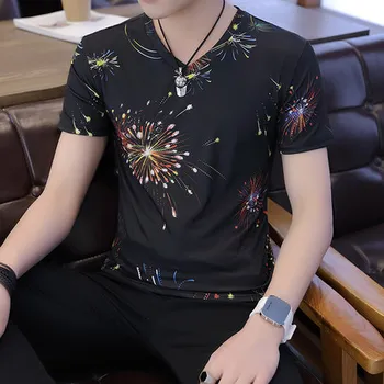 

Short-sleeved t-shirt men's casual simple bottoming shirt half-sleeved clothes 8309