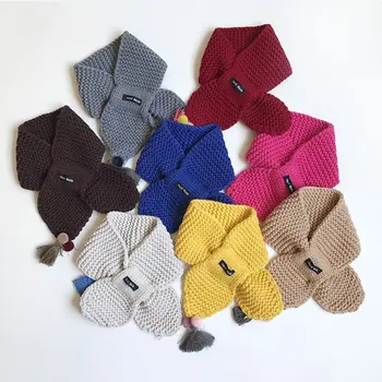 

Cute Kids Scarf Unisex Collar Neck Scarves Button Decoration Ring Solid Design Boys Girls Scarves Clothing Accessories