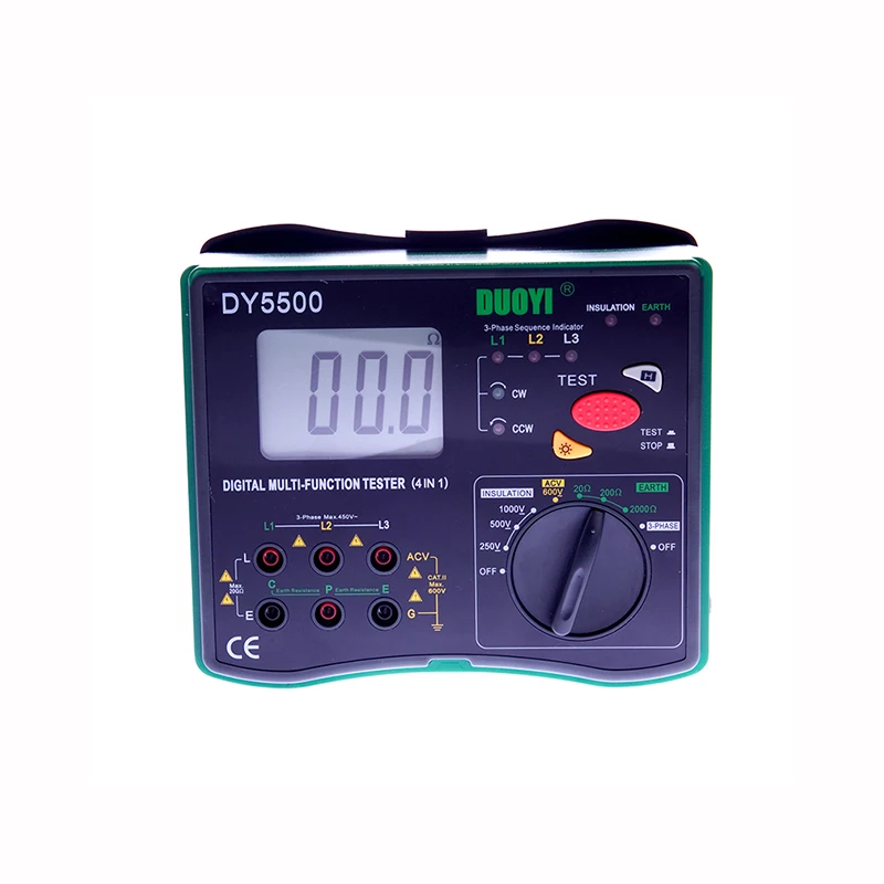 DUOYI DY5500 4 в 1 Цифровой Многофункциональный тестер сопротивления мультиметр изоляция вольтметр заземления измерительный индикатор фазы