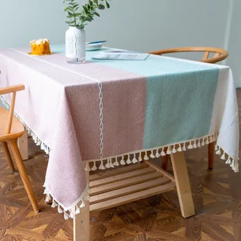 

Table Cloth LaceTassel Dinner Rectangular Antiderapant Tablecloth Home Kitchen Tischdecke Decor Stripe Table Cover