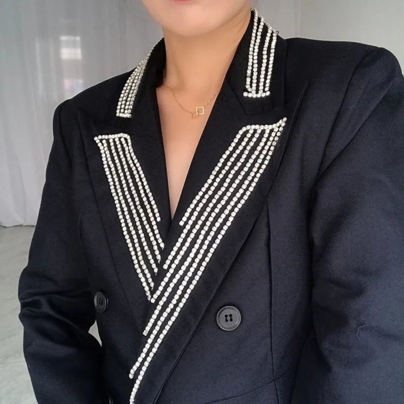 

LANMREM 2020 New Solid Color Blazer Female Design Heavy Work Nail Drill Long Sleeve One Button Long Sleeve Suit PC196
