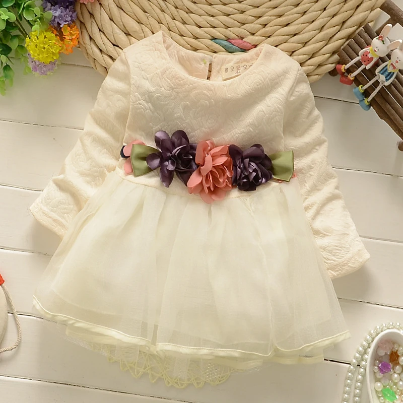 white 200290 Одежда для маленьких девочек; платье-топ; кружевное платье с длинными рукавами и жемчужинами; осенняя одежда для маленьких принцесс с вуалью; одежда для маленьких девочек - Цвет: white 200290