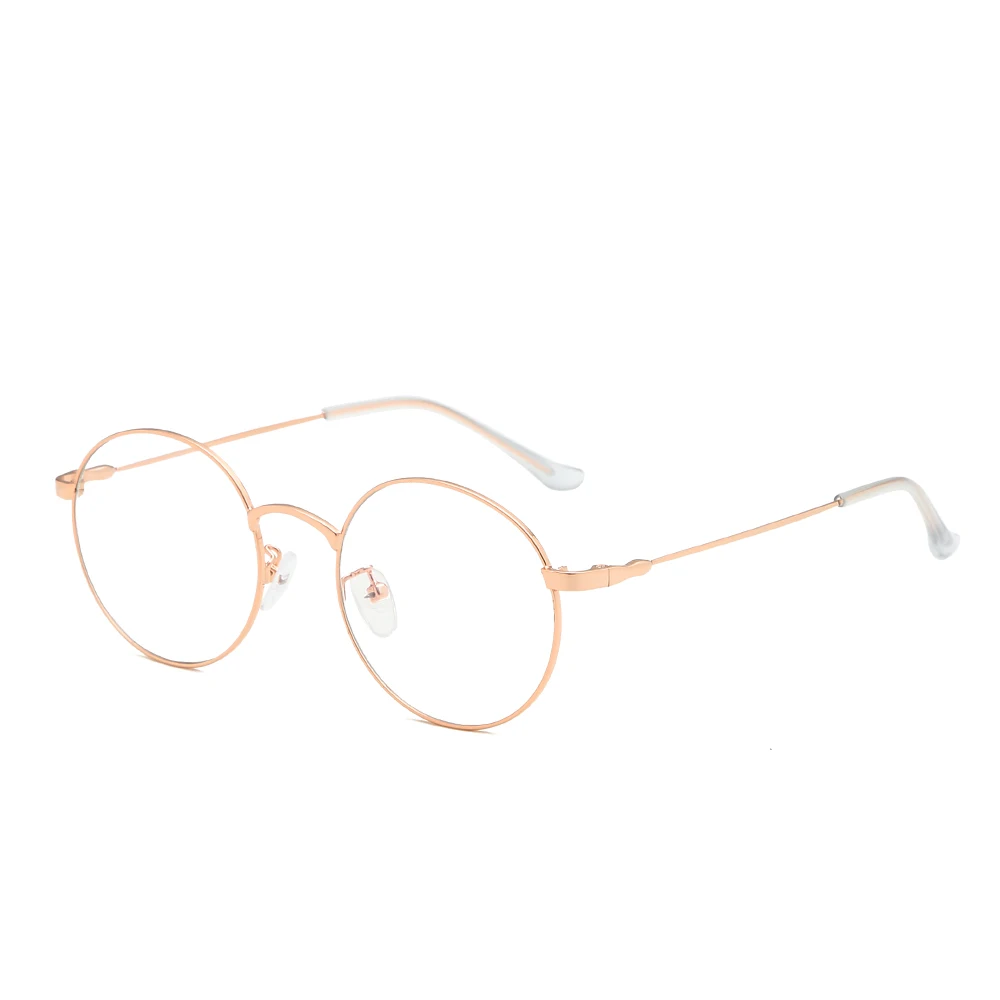 Retro Super Lightweight Stylish Metal Round Anti Blue Light Glasses Unisex - Frame Color: rose gold