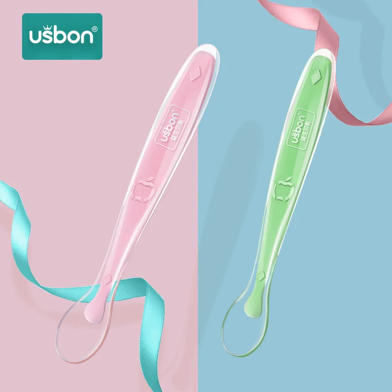 Usbon 2 шт., силиконовая ложка, детские ложки, посуда для кормления, детская посуда, столовые приборы, ложка, инструменты для лоскутного шитья, набор супов, половник