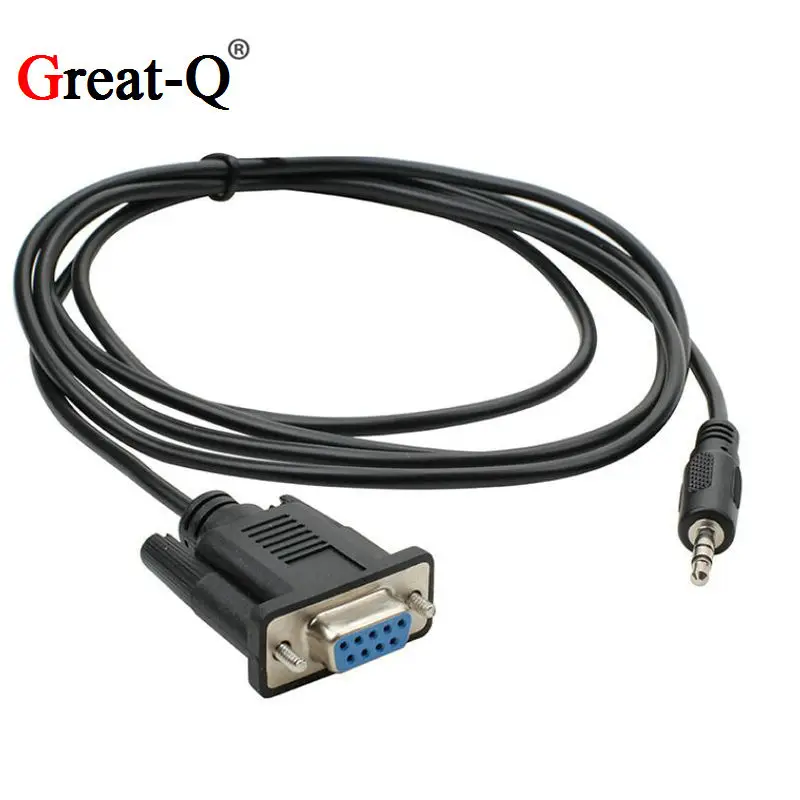 Fêmea de 9 pinos rs232 db9 a 3.5mm/2.5mm 3p macho jack adaptador cabo de série 1.8m
