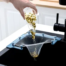 

1PC Kitchen Triangular Sink Strainer Drain Vegetable Fruit Drainer Basket Suction Cup Rack For Kitchen Storage Sink Filter Shelf
