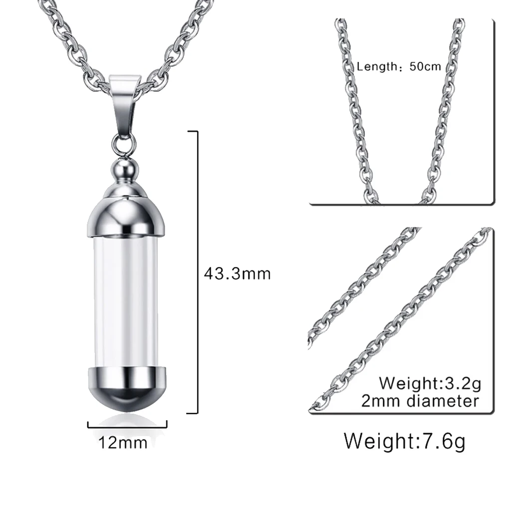 Empty Cremation Urn Keepsake Bottle Pendant Necklace for Pets