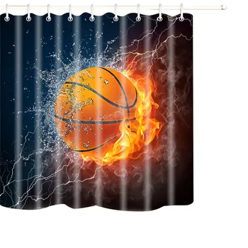 

Flaming Basketball Shower Curtain Waterproof Polyester Bathroom Curtain 150*180cm/165*180cm/180*180cm/180*200cm TB Sale