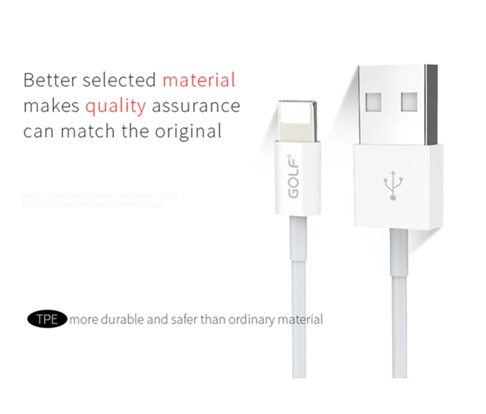 USB кабель для зарядки и передачи данных GOLF для iPhone 6, 6 S, 7, 8 Plus, X, XR, XS, 11 Pro, Max, iPad 5, кабели для зарядного устройства USB 1 м