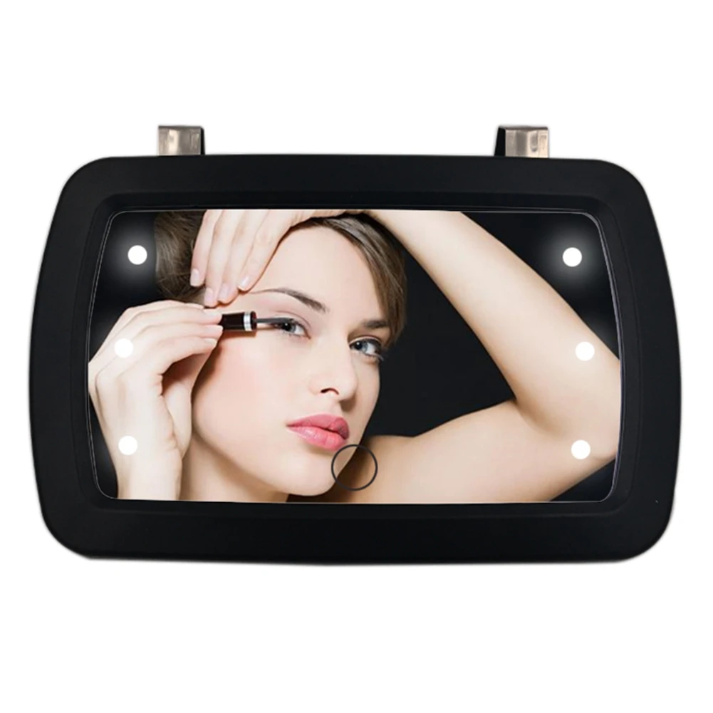 Универсальное автомобильное зеркало для макияжа, светодиодный сенсорный переключатель, зеркало для макияжа, солнцезащитный козырек, внутреннее зеркало, HD прозрачный вид, солнцезащитный козырек, украшение