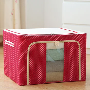 

W&G Steel Frame Storage Basket Oxford Fabric Wardrobe Oversized Storage Box Clothes Home Organize Foldable Storage Bag With Lid