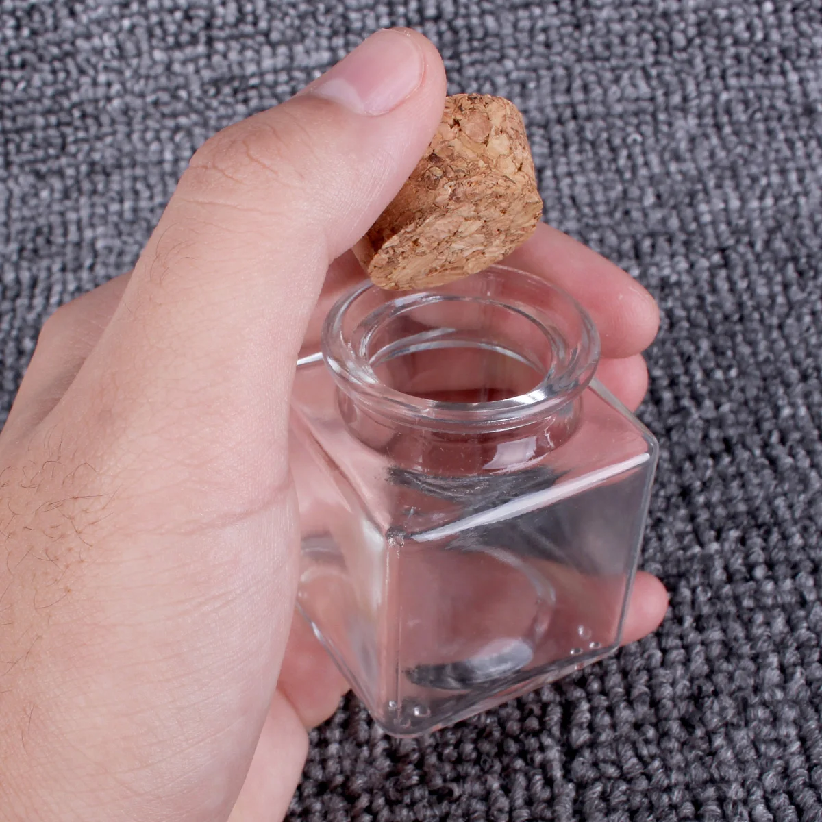 6pcs 50ml 42*54mm Transparent Square Glass Bottles With Corks Stopper Empty Sweets Food Grade Seal Jars Vials For Art Crafts 3
